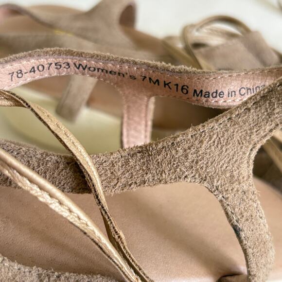 Johnston & Murphy Strappy Sandals 7 Tan Beige Platform 90s Y2K - Picture 4 of 7